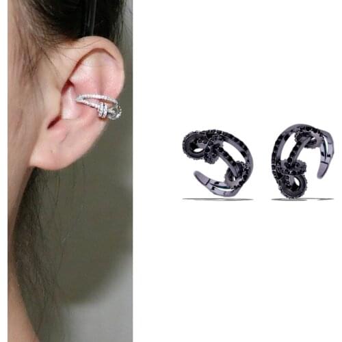 SWOUR New Jewelry Cubic Zircon Ear Cuff Simple Moving Hoops Design Earrings Stud Earrings Femme Bijoux Top Quality S582