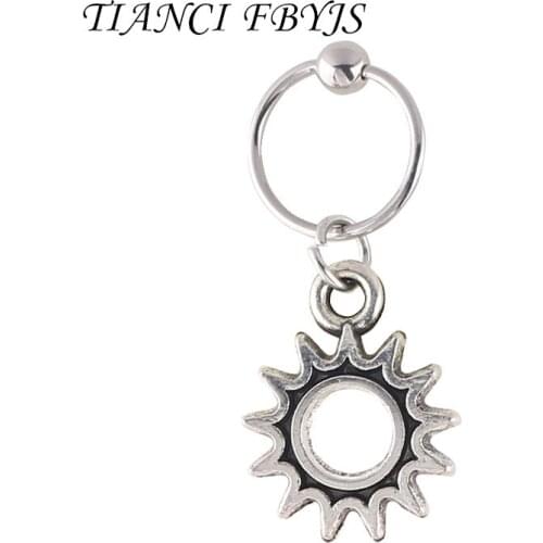 TICNCI FBYJS Tragus Ear Piercing Stainless Steel BCR Sun 0.8*8*3MM Nose Helix Hoop earrings Body Jewelry