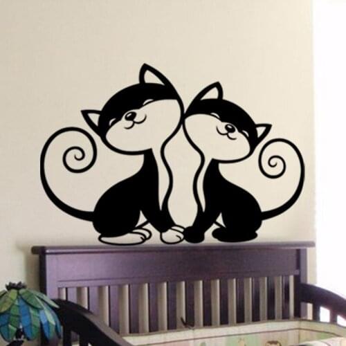 Cute And Friendly Two Little Foxes Wall Decal For kids Room Boy Bedchamber Design Funny Sticker Room Art Vinyl Mural GA120