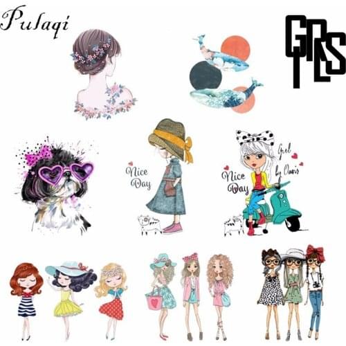 Pulaqi Summer Style Girls Letter Iron On Transfer For T-Shirts Heat Transfers Vinyl Paste For Kids Clothing Thermal Stickers DIY