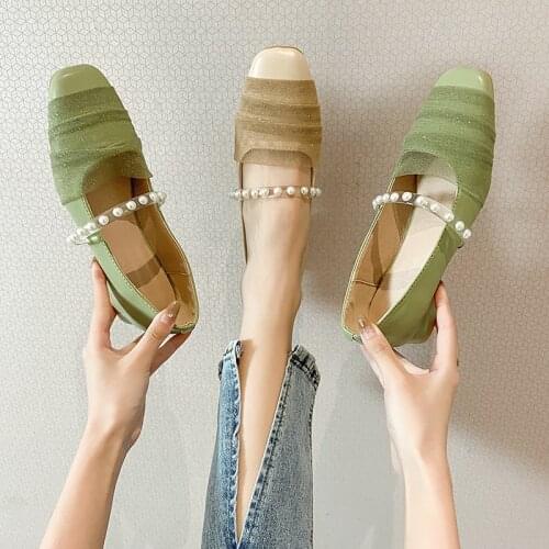 Elegant Temperament Large Size Womens Shoes Spring And Summer New Fashion Square Toe All-Match Shallow Mouth Low-Heeled Shoes