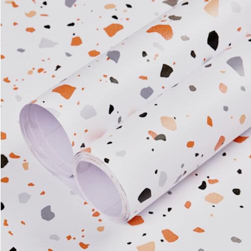 1/3/5M Terrazzo Orange Wallpaper Vinyl Self Adhesive Kids Bedroom Deco Kitchen Cabinet Contact Paper Home Decoration Sticker