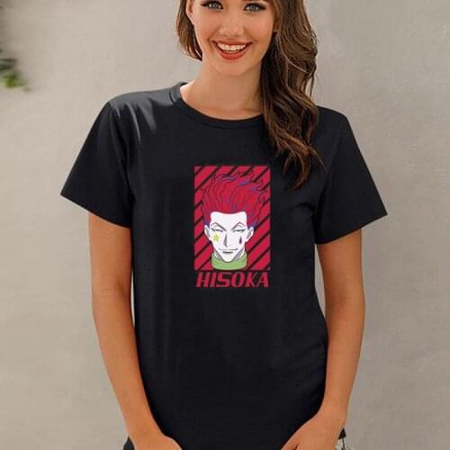 Hisoka Morow Print Female Anime T-shirt Kawaii Summer Cartoon Tops Popular Manga Hunter X Hunter Harajuku Womens Tee