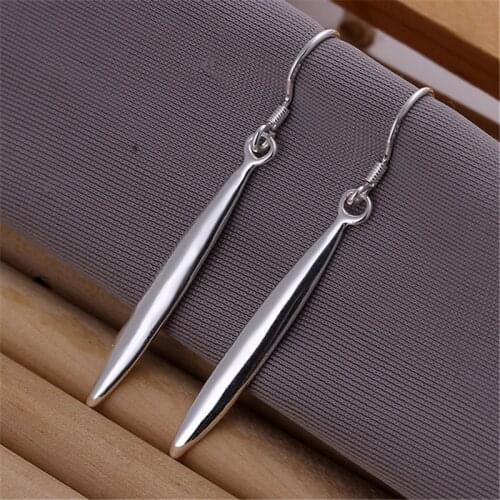 DOTEFFIL 925 Sterling Silver Double Needle Drop Earrings For Woman Wedding Engagement Party Fashion Charm Jewelry