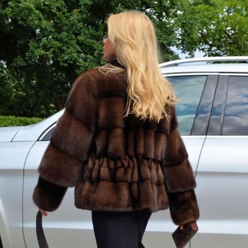 TOPFUR New Fashion Short Winter Female Coat Real Fur Coat For Women Natural Mink Fur Outerwear & Coats Black Basic Jackets