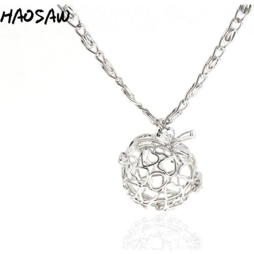28mm Rhodium Alloy Necklace Oval Shape Heart Hollow Out Pendant Ornaments High Quality For Women Gift Necklace Jewelry Making