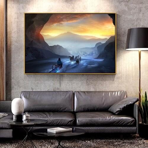 Artcozy Oil Canvas Painting sled-dogs-arctic-chariot-winter-For Home Decoration Wall Art