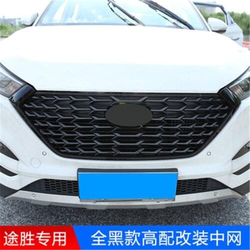 Car Racing Grill For Hyundai Tucson TL 2015-2018 Grille Emblems ABS Radiator Chrome Mesh Decoration Front Bumper Replacement