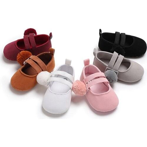 Hair Ball Baby Shoes Newborn Cotton Baby Girl Shoes Soft First Walkers 6 Color Hair Ball Princess Baby Girl Shoes Prewalke