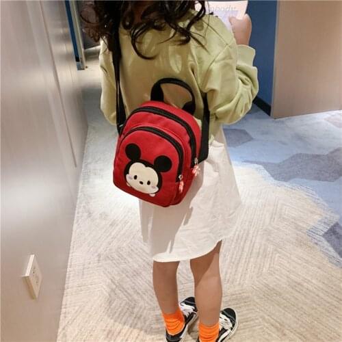 Disney Mickey childrens shoulder bag cartoon girl canvas messenger mobile phone accessories bag kindergarten school bag