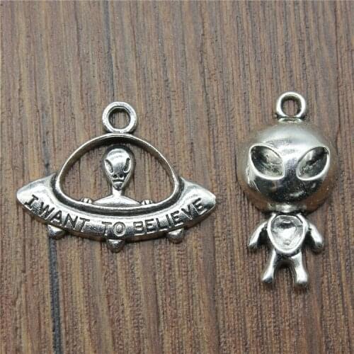 Et Charms Antique Silver Color I Want To Believe Ufo Charm Jewelry Accessories For Jewelry Making