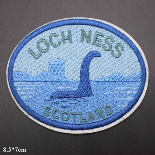 Blue Mysterious Loch Ness Monsters Nessie The Water Horse Iron on Full Embroidered Cloth Patch For Girls Boys ClothesApparel