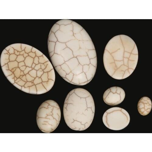Hot Sale Different Size 10-40pcs/bag Synthetic White Calaite Stone Half Oval Flat Back Cabochons Beads For DIY jewelry findings