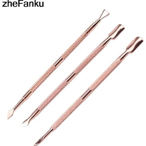 Nail Care Cleaner Nail Art Tools Cuticle Pusher Set Manicure & Pedicure Tool Rose Gold Stainless Steel Finger Dead Skin Push
