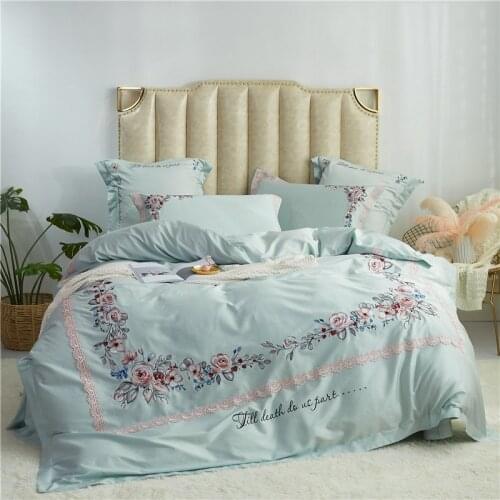 600TC egyptian cotton Bedding sets Queen King size Classical Embroidery Bed Duvet cover Bed sheets linen set bed set