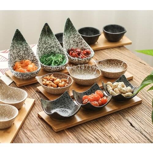 Creative Ceramic Tableware Dish with Pallet Dried Fruit Dish Snack Dish Divided Grid Dish Sauce Seasoning Dish Japanese Style