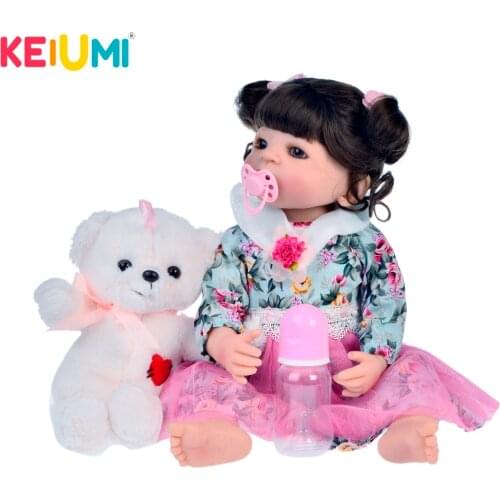 KEIUMI New 22 Inch Reborn Doll Lifelike Bebe Dolls Full Silicone Realisting DIY Toy reborn Boneca Lovely Present Surprise