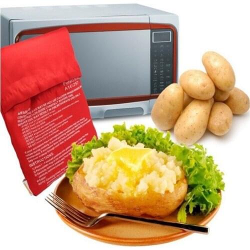 1Pcs Easy To Cook Red Microwave Potato Bag Cooking Tools Baking Accessories Kitchen Gadgets Portable Washable