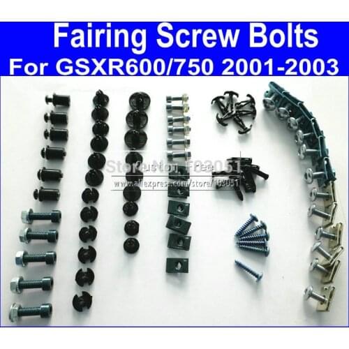 Motorcycle Fairing common screw bolts kit for SUZUKI GSXR 600 750 K1 2001 2002 2003 GSXR600 GSXR750 01 02 03,black fairings bolt