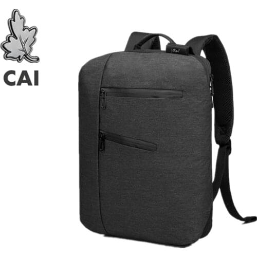 CAI Men Waterproof Backpack Customized Minimalist High Quality Business Travel Bag Anti-Theft 14" Laptop Male Preppy Style Bags