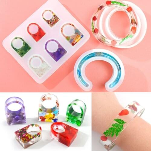 3PCS Ring Bracelet Set Silicone Mold DIY Crystal Epoxy Mould Epoxy Resin For Jewelry Making