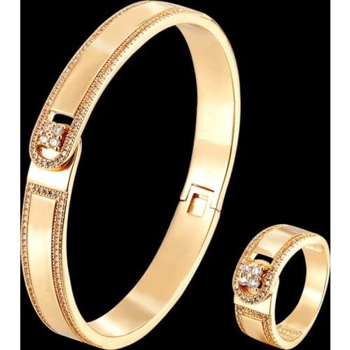 Vankeliif Simple bangles and rings Womens jewelry set The top switch is a popular jewelry with two smooth zircons in the middle