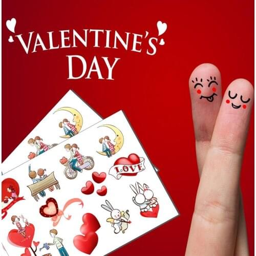 Cartoon Love Sticker Valentine Gifts Box Cute Cartoon Pattern Valentine Day Sticker Self Adhesive Wrapping Decor Labels