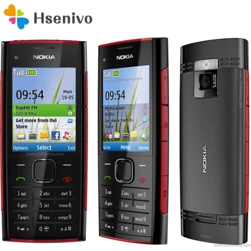 X2 Original Nokia X2-00 phone Bluetooth FM JAVA 5MP Unlocked Mobile Phone with English/Russia/Hebrew/Arabic Keyboard Free shipp