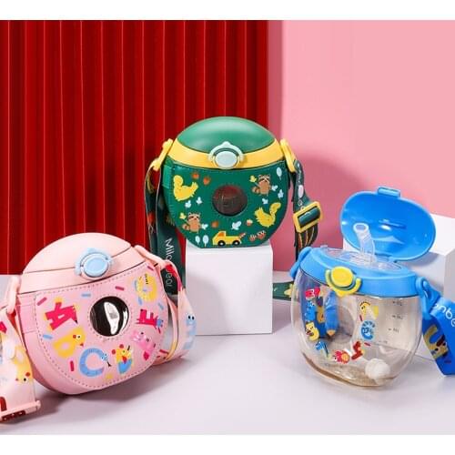 New Cute Donut Water Bottle With Straw And Strap BPA Free Creative Round Student Kids Kettle Portable Leakproof Drinking Bottles