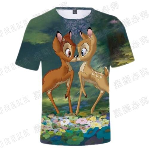 2021 New Disney Anime Bambi II 3D Print T Shirt Boy Girl Kids Fashion Men Women Children Summer Short Sleeve Cool Tops Tee