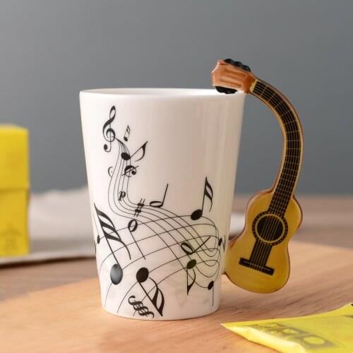 Novelty Guitar/Piano Ceramic Cup Personality Music Note Milk Juice Lemon Mug Coffee Tea Cup Home Office Drinkware Unique Gift