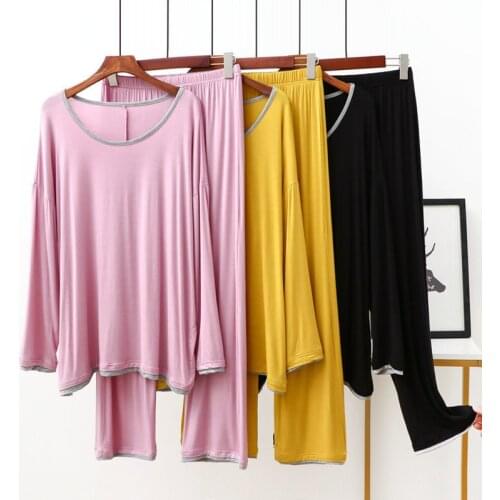 Fall Winter Pajamas Women New Modal Cotton Homewear Set Loose Long Sleeve Sleepwear Lounge Wear Pijamas Female Night Suit