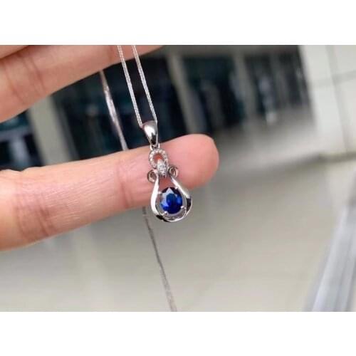 Natural blue sapphire gemstone necklace for women silver jewelry genuine natural gem fine jewelry birthday party gift good luck
