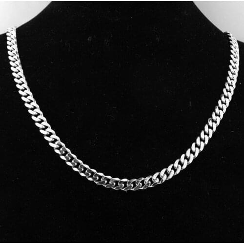 Tiasri Punk Stainless Steel Necklace for Men Women Curb Cuban Link Chain Chokers 5mm Hip-hop style jewelry Wholesale and retail