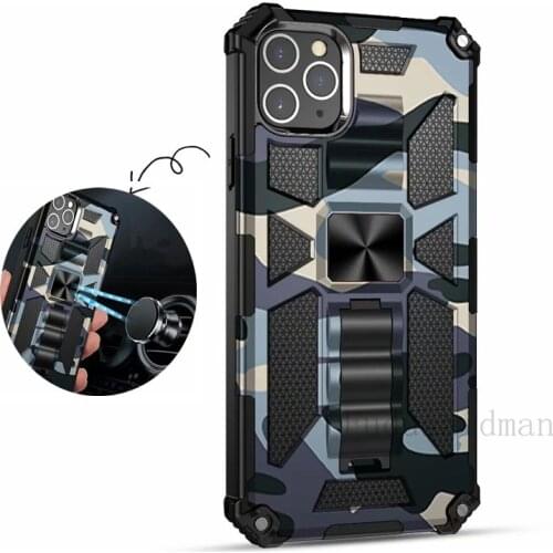Armor Camouflage Magnetic Shockproof Phone Case for iPhone 11 12 13 mini Pro XS MAX SE 2020 XR 7 8 Plus X Holder Military Cover