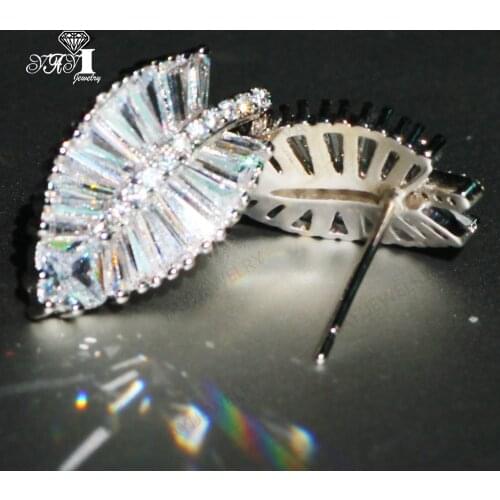 YaYI Jewelry Fashion Princess Cut 6CT White Zircon Silver Color long Ear Earrings wedding Party tassel Earrings Girl Gifts