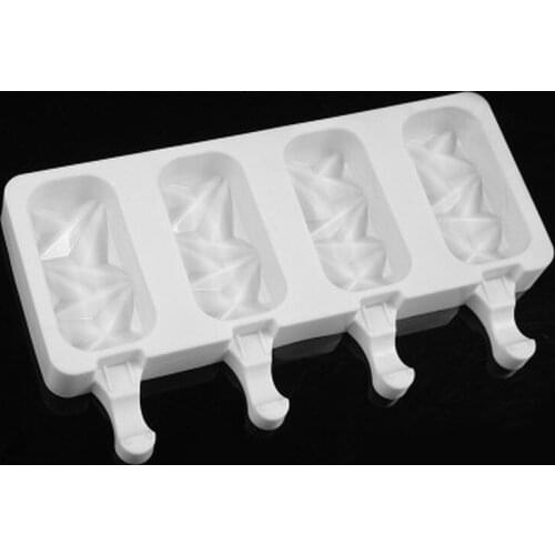 Silicone Ice Cream Molds 4 Cell Ice Cube Tray Food Safe Popsicle Maker DIY Homemade Ice Lolly Silicone Mould Kitchen