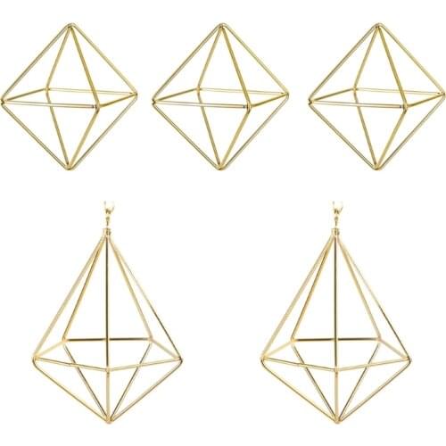 5pcs Modern Metal Geometric Air Plant Holder Minimalist Terrarium Planter Hanger Display Stand Rack Tabletop Home Decor