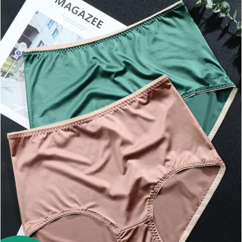 Womens Satin Panties Large Sizes with High Waist Underwear Women Sexy Silky High Quality Seamless Panties Plus Size Xxxxl