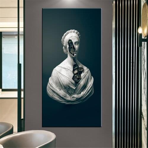 Vintage Plaster Sculpture Poster Canvas Paintings Wall Art Prints Picture for Living Room Terror Snake Skeleton Home Decoration