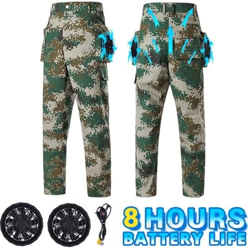 Summer Cooling Fan Pants Breathable Hiking Pants Heatstroke Protection USB Power Supply Air Conditioning Clothing Men Workwear