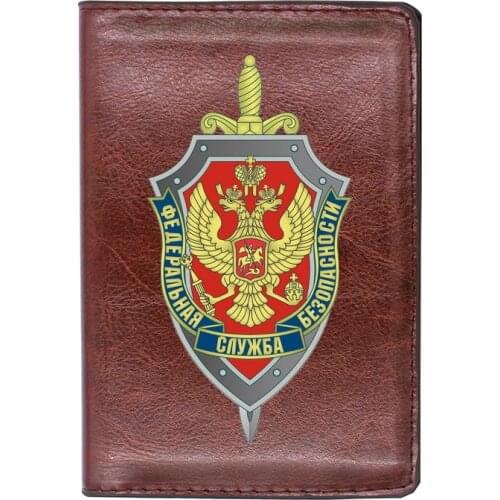 High Quality Leather Russia FSB The Federal Security Service Printing Travel Passport Cover ID Credit Card Case