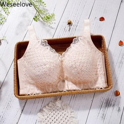 Weseelove Women Bra Sexy Push Up Bralette Lingerie Top Bra Wireless Lace Underwire Bra for Plus Size Large Cup Women X46-1