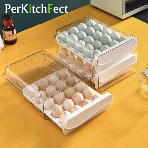 20/40 Grids Egg Storage Box Drawer-Type Egg Holder Plastic Egg Tray Containers Kitchen Refrigerator Eggs Transparent Dispenser