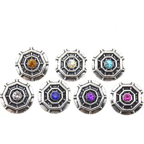 10pcs/lot New Flower Rhinestone 12mm Snaps Buttons for Snaps Jewelry Fit 12mm Snap Button Bracelets for Women