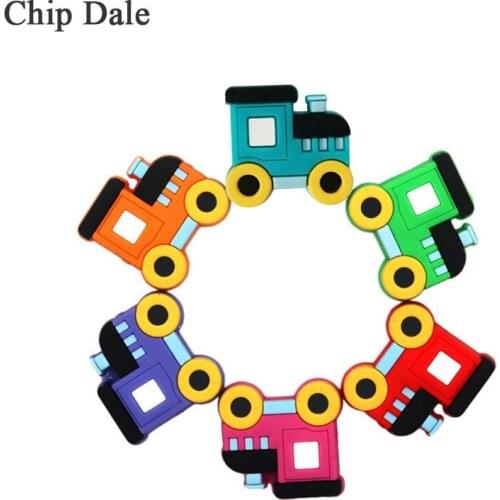 Chip Dale 5Pcs Mini Bus Silicone Beads Baby Teether Jewelry Accessories Chew Toy For DIY Necklace Bracelet Teething Nursing Bead