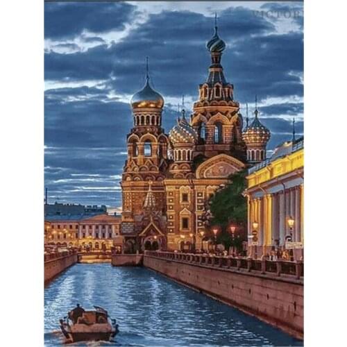 5D Diy Diamond Painting St. Petersburg, Russia Landscape Diamond Embroidery Rhinestones Full Mosaic Living Room Home Decortion