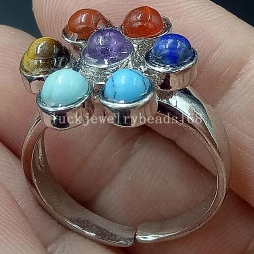 Free Shipping Women Fashion Jewelry Mix Stone bead Ring Adjust size 7~12" (us) C4658