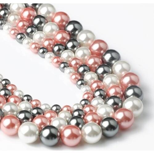 Natural Fine Freshwater Pearl Pink Gray Round Shape Loose Beads For Jewelry Making DIY Bracelet Necklace 6-12mm Strands 15