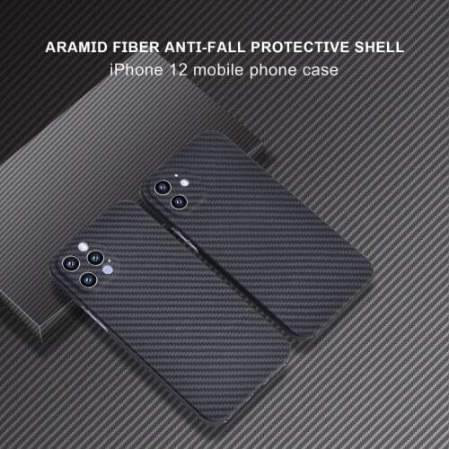 Aramid Carbon Fiber Cel Phone Case Fine Hole Half Coverage For Iphone 12Mini ProMax Ultra-Light And Thin Luxury Hard Shell Cover